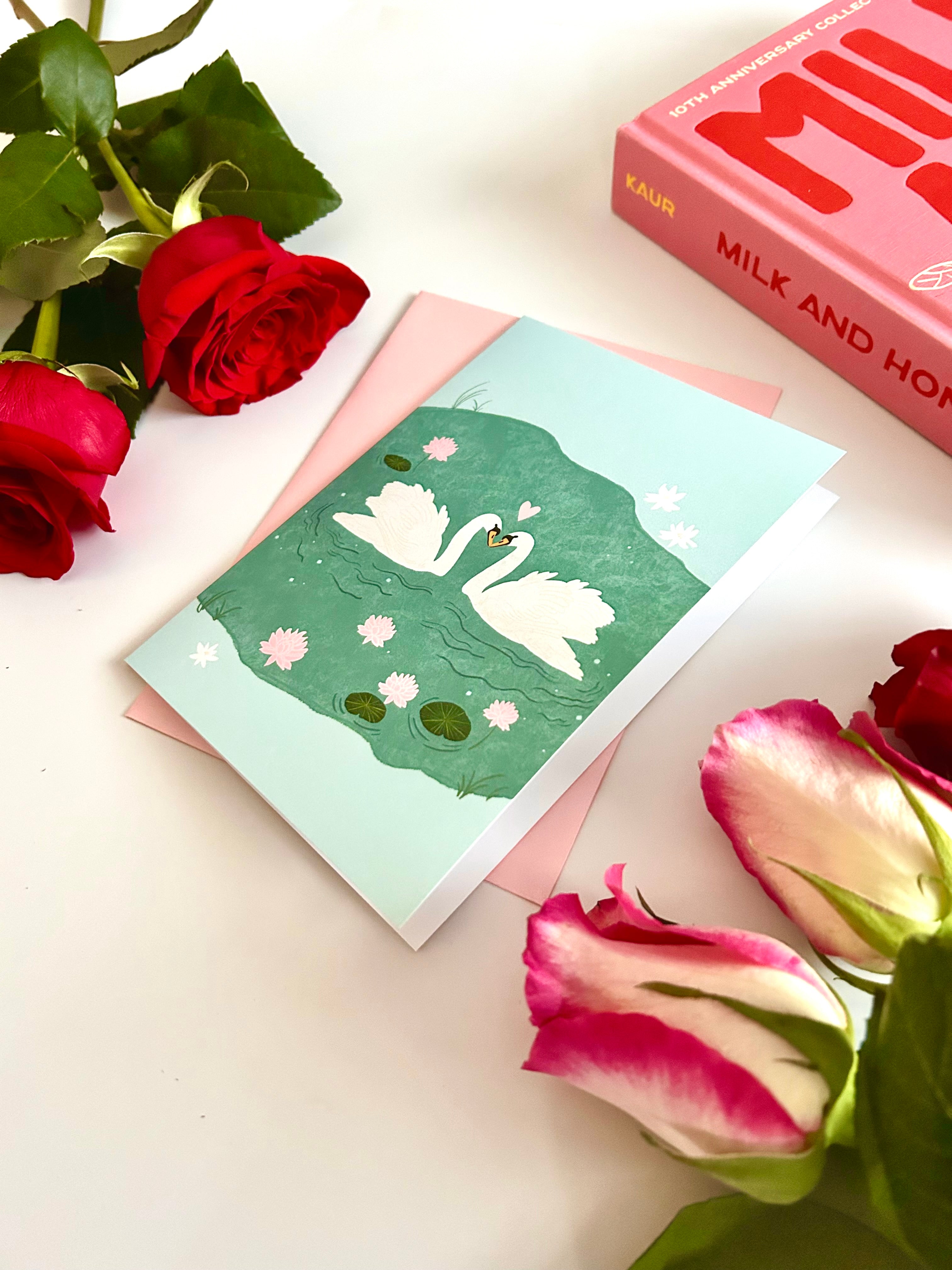 Carte de souhait — Cygnes